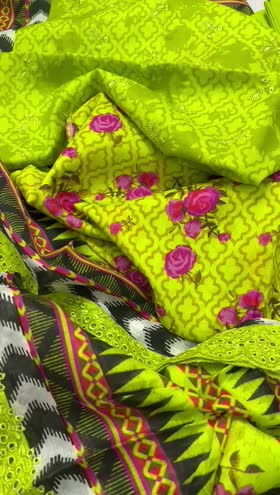 Rs 4050 Magic in print Emb 3pc voil lawn Emb duppata ( D 17 )