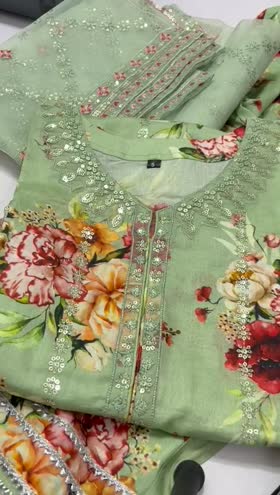 Rs 5750 Sahiba stitched Emb 3 pc  ~ [Chest 24] [Length 45] XLARGE
