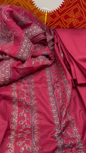 Rs 6950 Lawn emb 3pc Bamber chiffon heavy Emb duppata ( D 5)